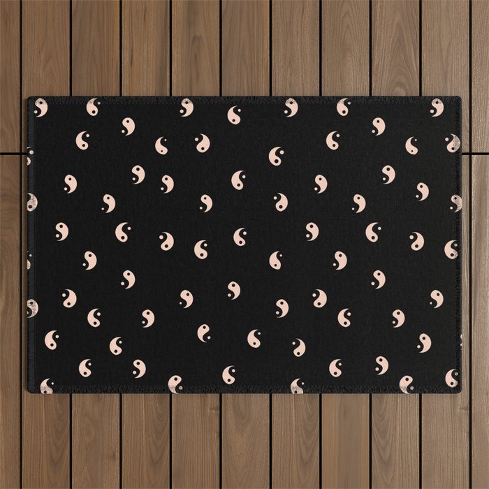 Yin and yang black and white Outdoor Rug Gallery Image 1