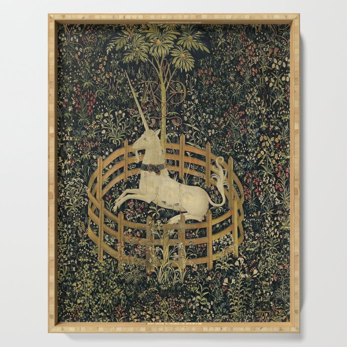 The Unicorn Rests in a Garden (from the Unicorn Tapestries) Serving Tray Gallery Image 1