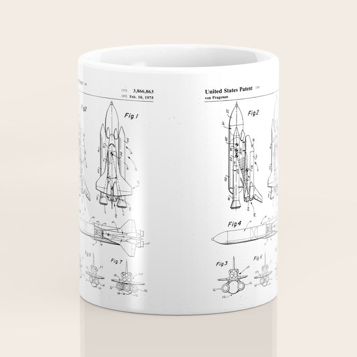 Nasa Space Shuttle Patent - Nasa Shuttle Art - Black And White Coffee Mug Gallery Image 4