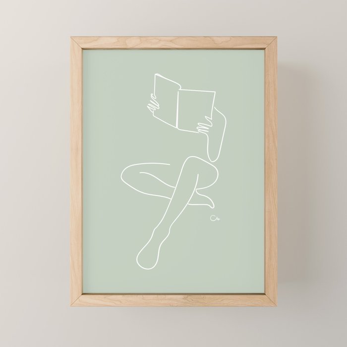 Reading naked n.3 (green) Mini Art Print Gallery Image 1