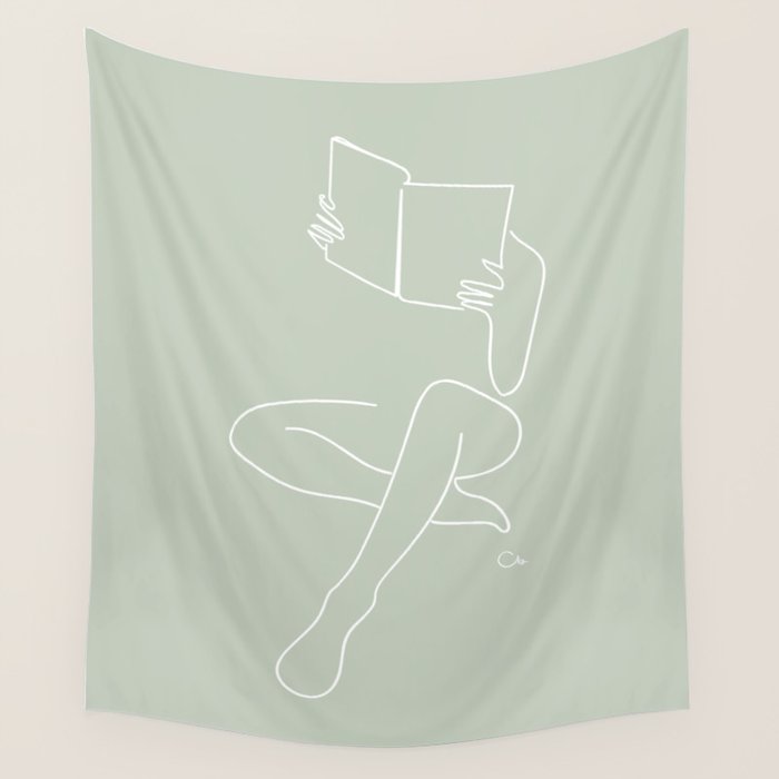 Reading naked n.3 (green) Wall Tapestry Gallery Image 4