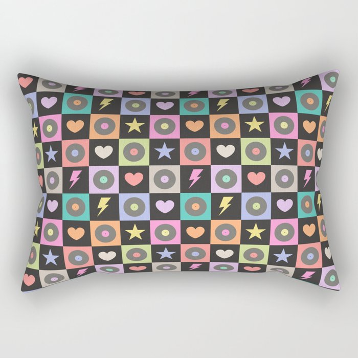 Colorful Checkerboard 80s Rectangular Pillow Gallery Image 1