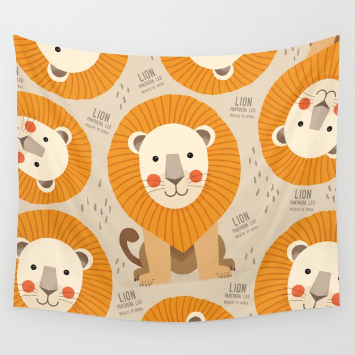 Lion, Wildlife of Africa Wall Tapestry Gallery Image 1