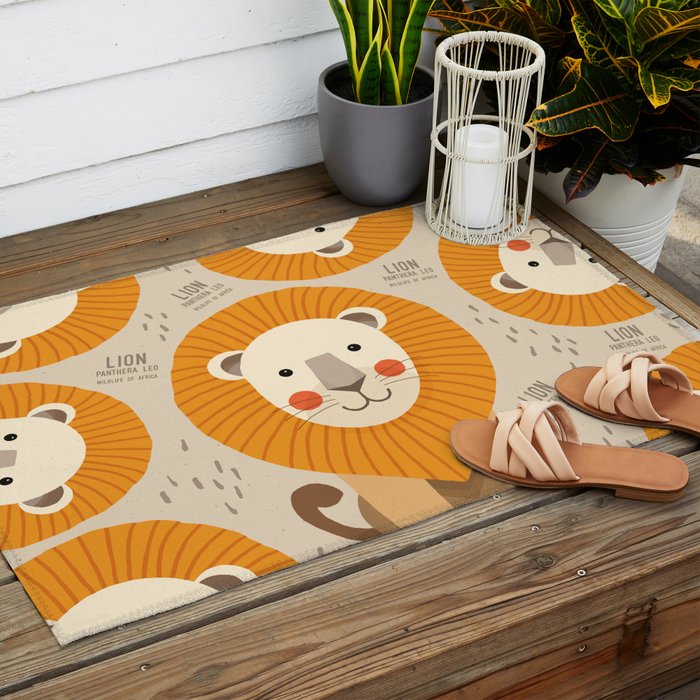 Lion, Wildlife of Africa Outdoor Rug Gallery Image 2