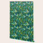 Monstera Leaves in Teal Wallpaper Gallery Image 2