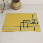 Corner Deco Minimalist Geometric Pattern in Navy Blue, Gray, and Light Mustard Rug Gallery Image 1