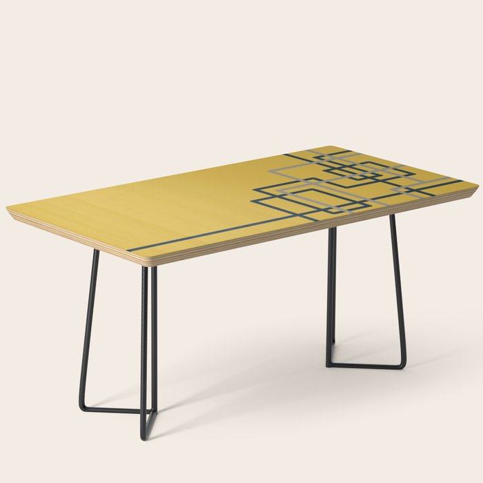Corner Deco Minimalist Geometric Pattern in Navy Blue, Gray, and Light Mustard Coffee Table Gallery Image 1