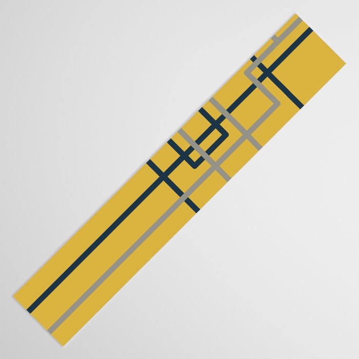 Corner Deco Minimalist Geometric Pattern in Navy Blue, Gray, and Light Mustard Table Runner Gallery Image 3