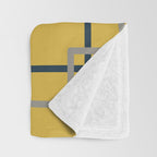 Corner Deco Minimalist Geometric Pattern in Navy Blue, Gray, and Light Mustard Throw Blanket Gallery Image 3
