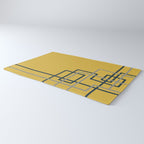 Corner Deco Minimalist Geometric Pattern in Navy Blue, Gray, and Light Mustard Rug Gallery Image 3