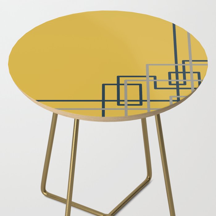 Corner Deco Minimalist Geometric Pattern in Navy Blue, Gray, and Light Mustard Side Table Gallery Image 2