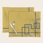 Corner Deco Minimalist Geometric Pattern in Navy Blue, Gray, and Light Mustard Placemat Gallery Image 1
