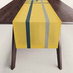 Corner Deco Minimalist Geometric Pattern in Navy Blue, Gray, and Light Mustard Table Runner Gallery Image 1