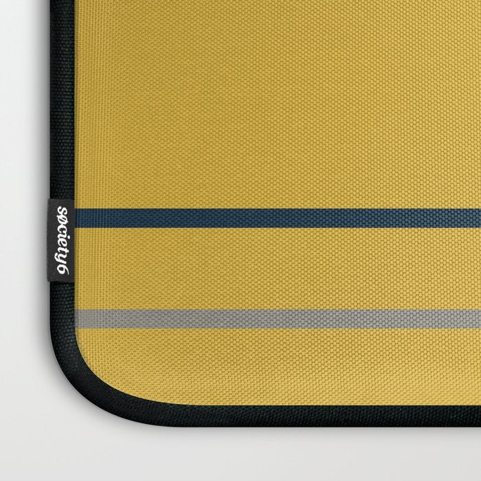 Corner Deco Minimalist Geometric Pattern in Navy Blue, Gray, and Light Mustard Laptop Sleeve Gallery Image 3