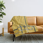 Corner Deco Minimalist Geometric Pattern in Navy Blue, Gray, and Light Mustard Throw Blanket Gallery Image 1