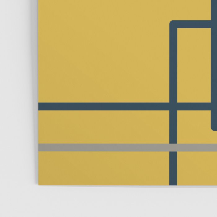 Corner Deco Minimalist Geometric Pattern in Navy Blue, Gray, and Light Mustard Poster Gallery Image 3