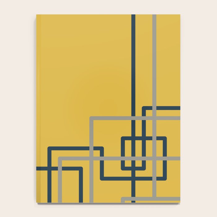 Corner Deco Minimalist Geometric Pattern in Navy Blue, Gray, and Light Mustard Notebook Gallery Image 4