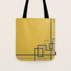Corner Deco Minimalist Geometric Pattern in Navy Blue, Gray, and Light Mustard Tote Bag Gallery Image 1