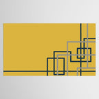 Corner Deco Minimalist Geometric Pattern in Navy Blue, Gray, and Light Mustard Tablecloth Gallery Image 2