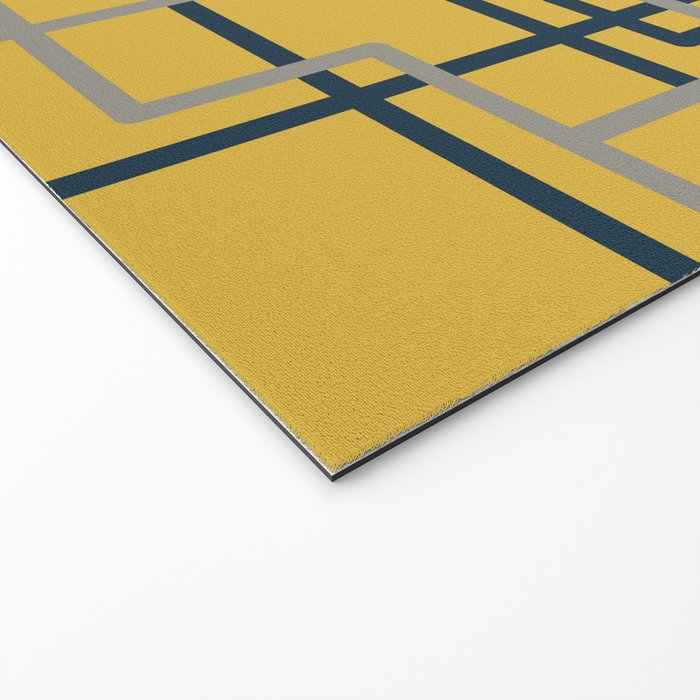 Corner Deco Minimalist Geometric Pattern in Navy Blue, Gray, and Light Mustard Welcome Mat Gallery Image 2