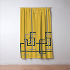 Corner Deco Minimalist Geometric Pattern in Navy Blue, Gray, and Light Mustard Window Curtain Gallery Image 3