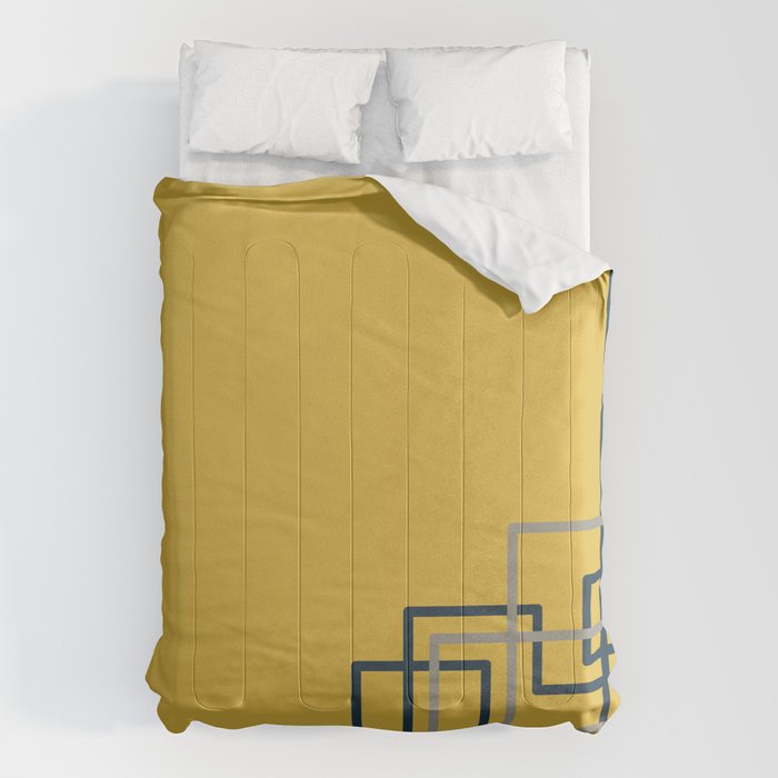 Corner Deco Minimalist Geometric Pattern in Navy Blue, Gray, and Light Mustard Comforter Gallery Image 6