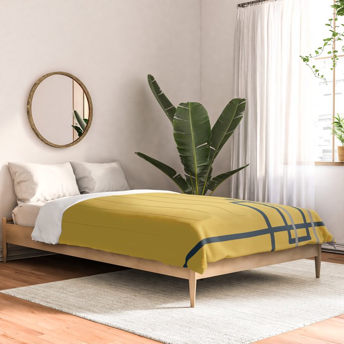 Corner Deco Minimalist Geometric Pattern in Navy Blue, Gray, and Light Mustard Comforter Gallery Image 2