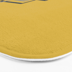 Corner Deco Minimalist Geometric Pattern in Navy Blue, Gray, and Light Mustard Bath Mat Gallery Image 3