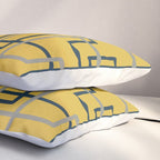 Corner Deco Minimalist Geometric Pattern in Navy Blue, Gray, and Light Mustard Pillow Sham Gallery Image 3