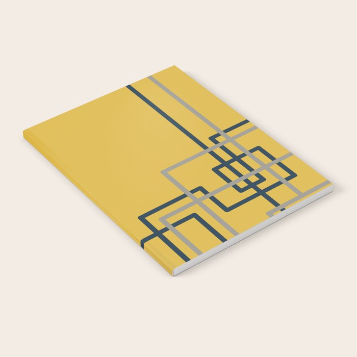 Corner Deco Minimalist Geometric Pattern in Navy Blue, Gray, and Light Mustard Notebook Gallery Image 1
