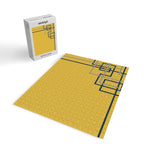 Corner Deco Minimalist Geometric Pattern in Navy Blue, Gray, and Light Mustard Jigsaw Puzzle Gallery Image 2