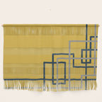 Corner Deco Minimalist Geometric Pattern in Navy Blue, Gray, and Light Mustard Wall Hanging Gallery Image 1