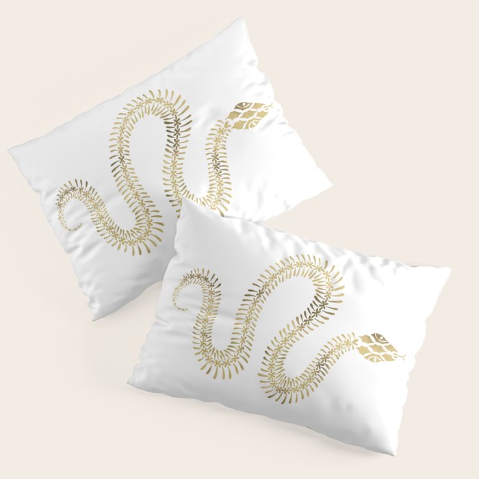 Snake Skeleton - Gold Pillow Sham Gallery Image 3