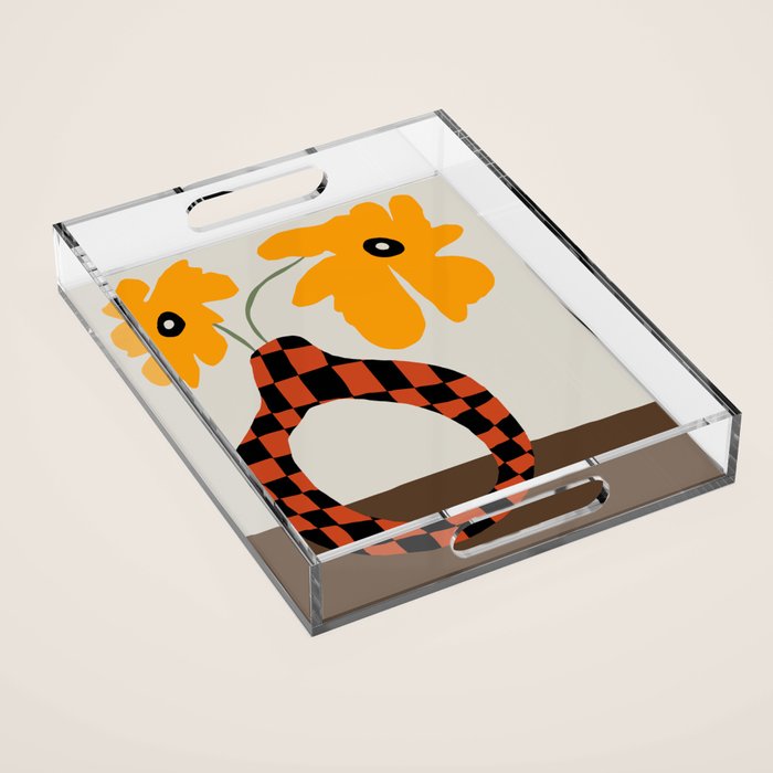 Modern pottery and flower Acrylic Tray Gallery Image 1