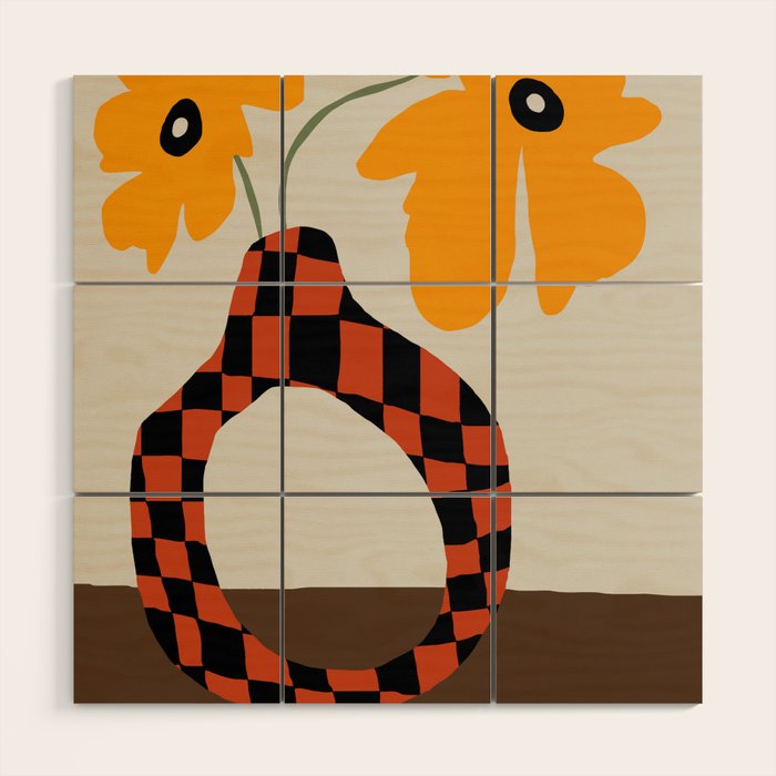Modern pottery and flower Wood Wall Art Gallery Image 1
