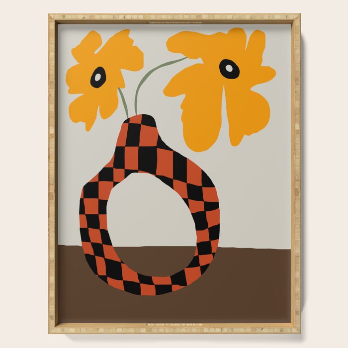Modern pottery and flower Serving Tray Gallery Image 1