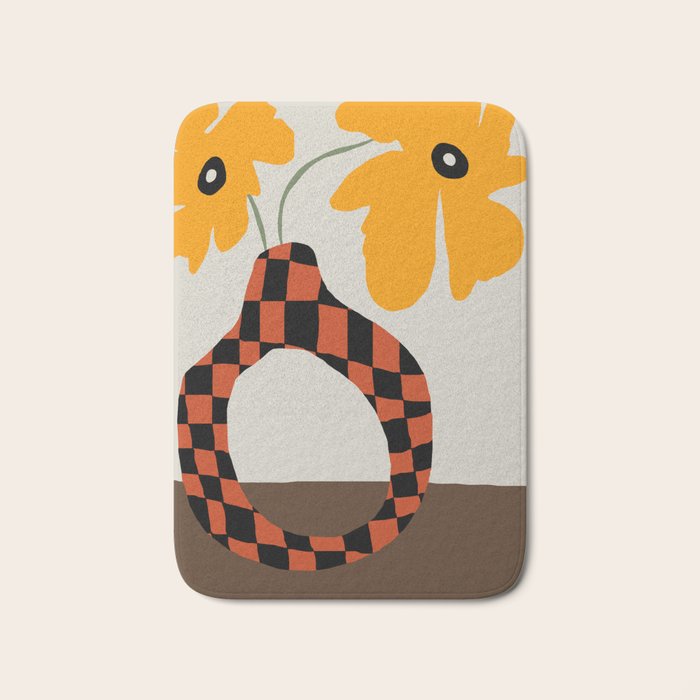 Modern pottery and flower Bath Mat Gallery Image 1