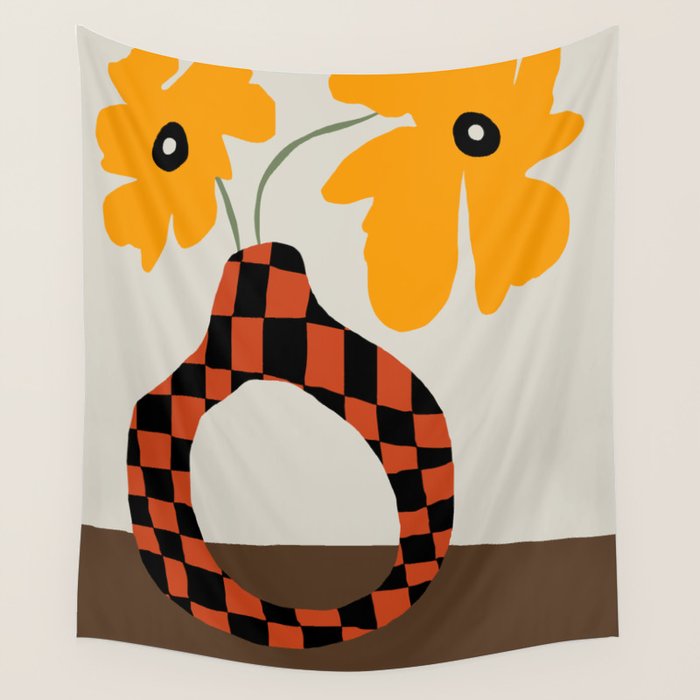 Modern pottery and flower Wall Tapestry Gallery Image 4