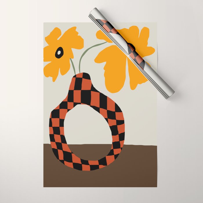 Modern pottery and flower Wrapping Paper Gallery Image 1