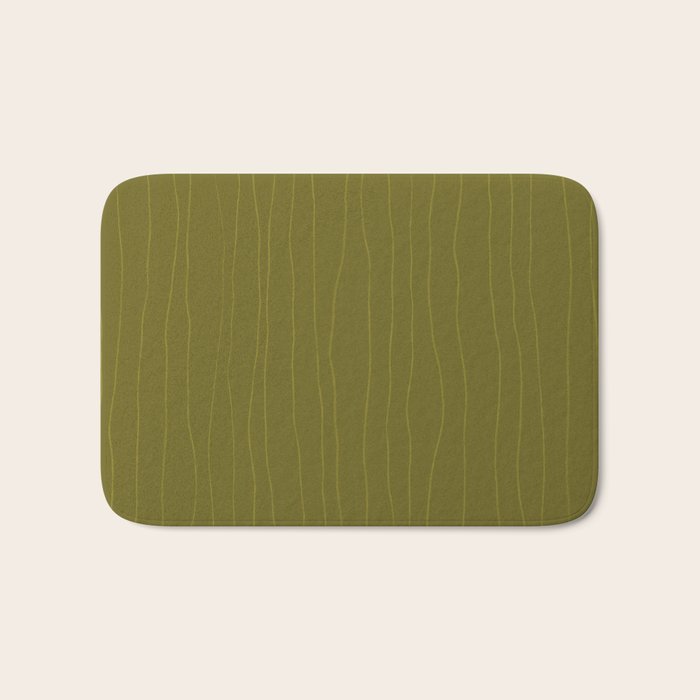 Organic Stripes Minimalist Modern Earthy Mossy Olive Pattern  Bath Mat Gallery Image 1