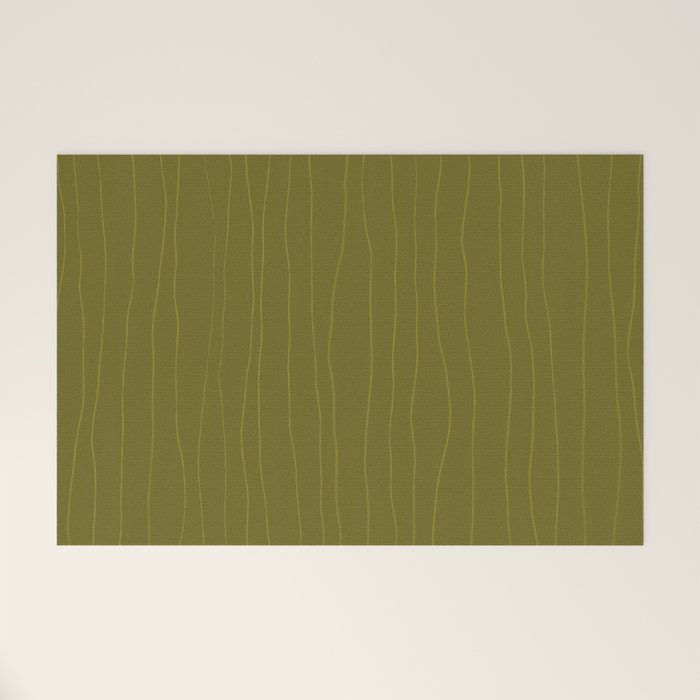 Organic Stripes Minimalist Modern Earthy Mossy Olive Pattern  Welcome Mat Gallery Image 1
