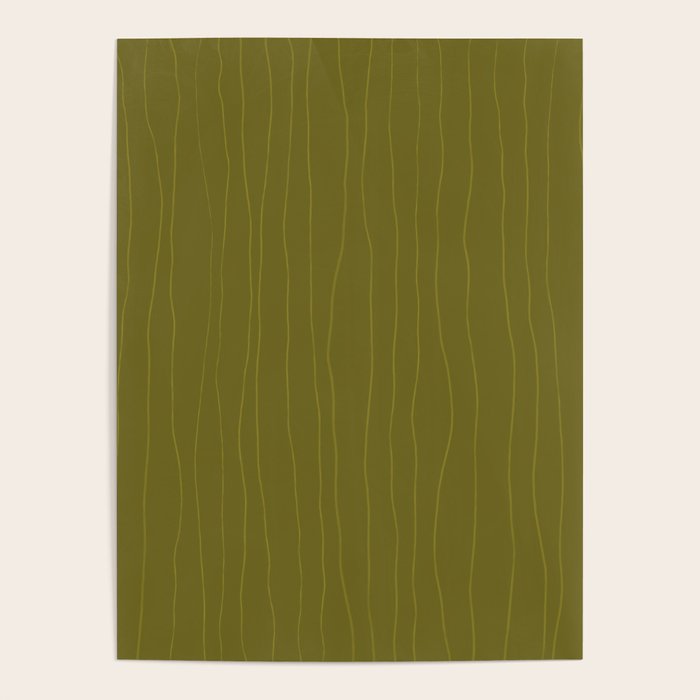 Organic Stripes Minimalist Modern Earthy Mossy Olive Pattern  Poster Gallery Image 1