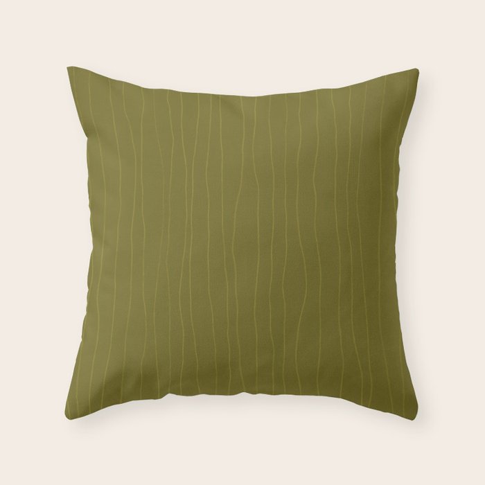 Organic Stripes Minimalist Modern Earthy Mossy Olive Pattern  Throw Pillow Gallery Image 6