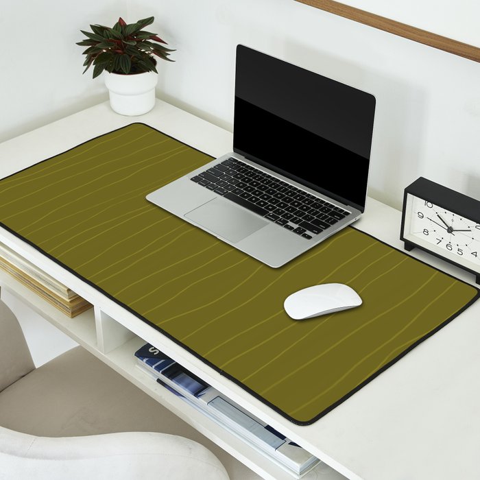 Organic Stripes Minimalist Modern Earthy Mossy Olive Pattern  Desk Mat Gallery Image 2