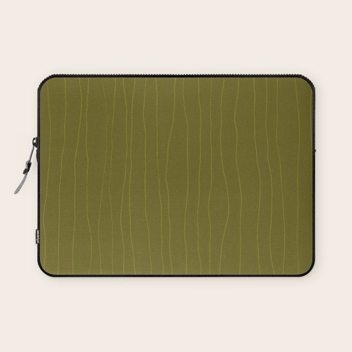 Organic Stripes Minimalist Modern Earthy Mossy Olive Pattern  Laptop Sleeve Gallery Image 1