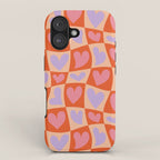 Retro red love heart checkered pattern iPhone Case Gallery Image 1