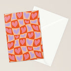 Retro red love heart checkered pattern Stationery Card Gallery Image 2