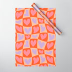 Retro red love heart checkered pattern Wrapping Paper Gallery Image 1