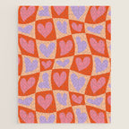 Retro red love heart checkered pattern Jigsaw Puzzle Gallery Image 1