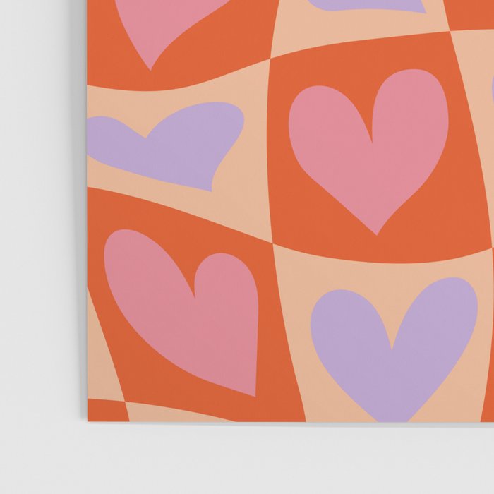 Retro red love heart checkered pattern Poster Gallery Image 3